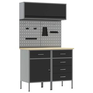 vidaXL Ensemble de placards de travail avec tiroir 5 pc Noir