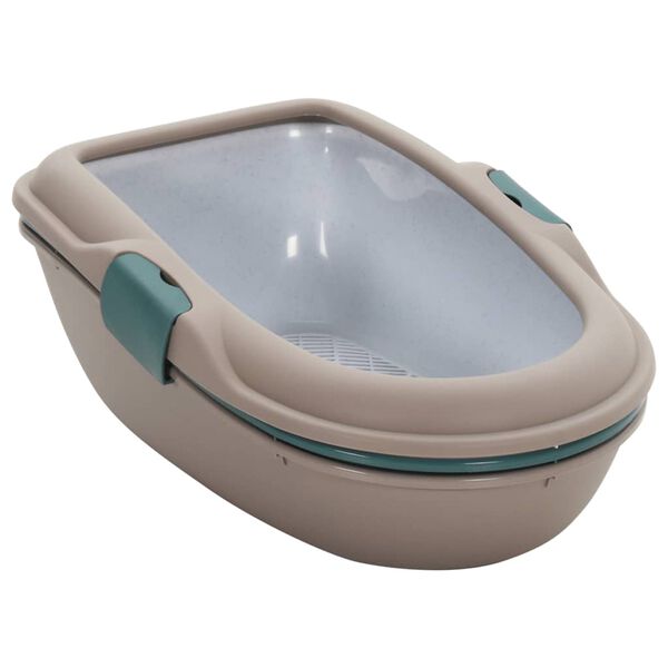 vidaXL Bac à litière pour chat Marron et blanc 59x39x22 cm PP