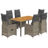 vidaXL Ensemble de bistro de jardin 7 pcs coussins gris poly rotin