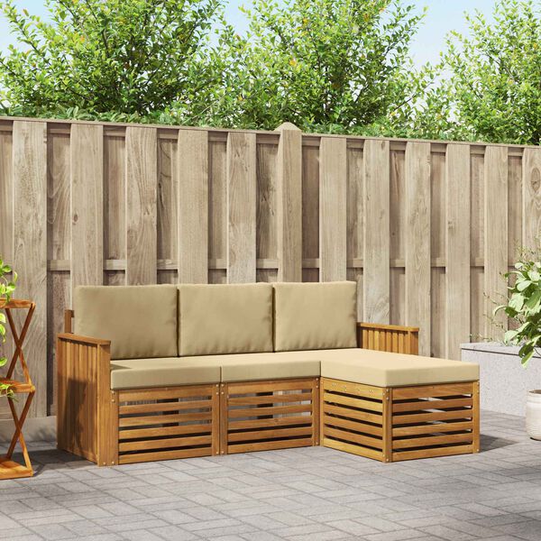 vidaXL Ensemble de canap&eacute;s d'ext&eacute;rieur 4 pcs Naturel et Beige