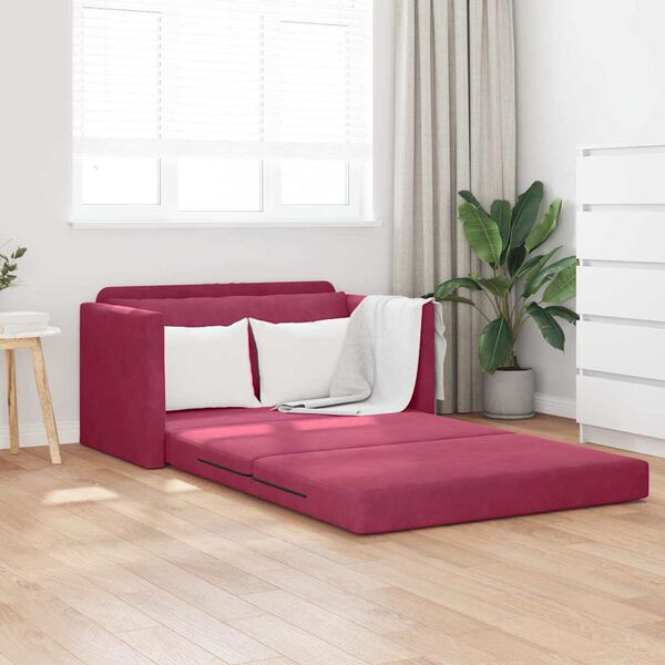 vidaXL Canap&eacute;-Lit 110cm Bordeaux Velours