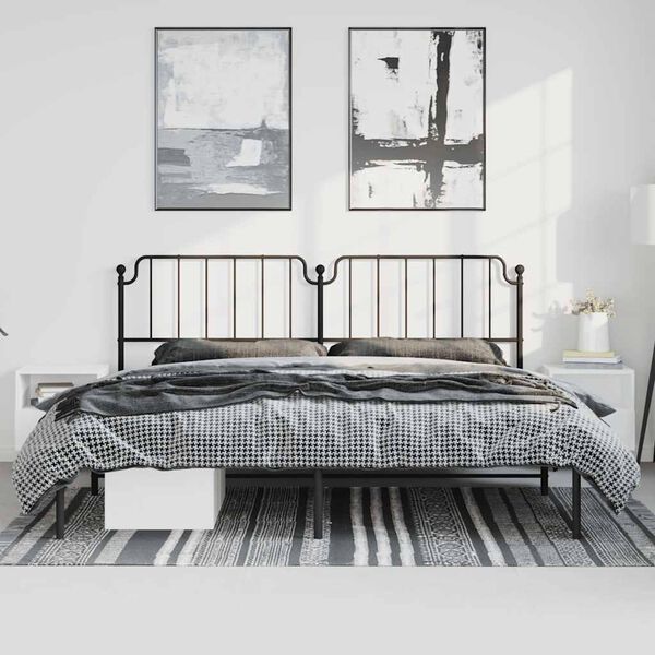 vidaXL Cadre de lit m&eacute;tal sans matelas avec t&ecirc;te de lit noir 193x203cm