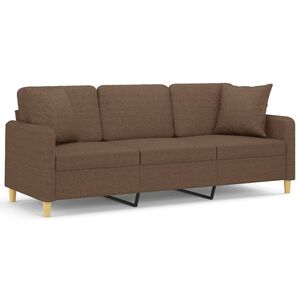 vidaXL Canap&eacute; 3 places avec oreillers d&eacute;coratifs marron 180 cm tissu