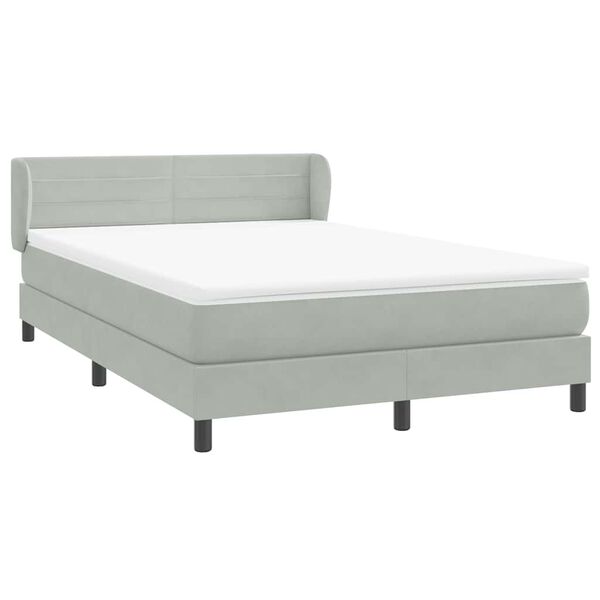 vidaXL Sommier à lattes de lit et matelas gris clair 140x220cm velours