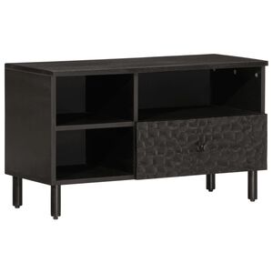 vidaXL Meuble TV noir 80x33x46 cm bois massif de manguier
