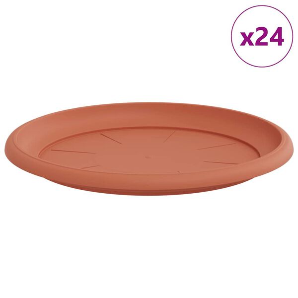 vidaXL Plateau &agrave; fleurs rond 24 pcs Rouge brique &Oslash; 27 x 2,5 cm