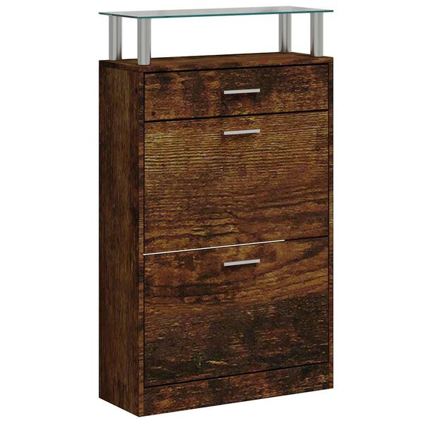 vidaXL Armoire &agrave; chaussures Ch&ecirc;ne fum&eacute; 63x24x104 cm Bois d'ing&eacute;nierie