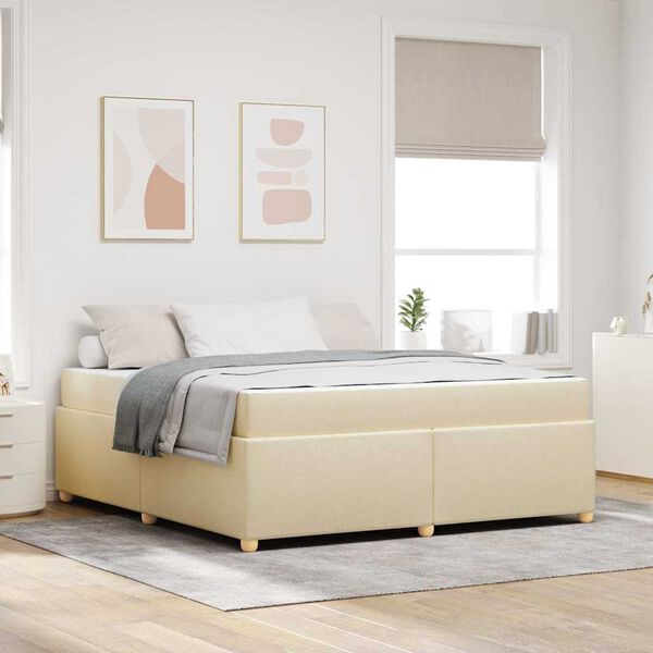 vidaXL Cadre de lit avec matelas Cr&egrave;me 180 x 200 cm tissu