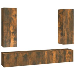 vidaXL Ensemble de meubles TV 5 pcs Ch&ecirc;ne fum&eacute; Bois d'ing&eacute;nierie