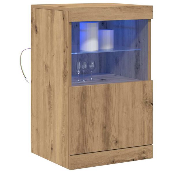 vidaXL Buffet LED Ch&ecirc;ne artisanal 41 x 37 x 67 cm Bois d'ing&eacute;nierie
