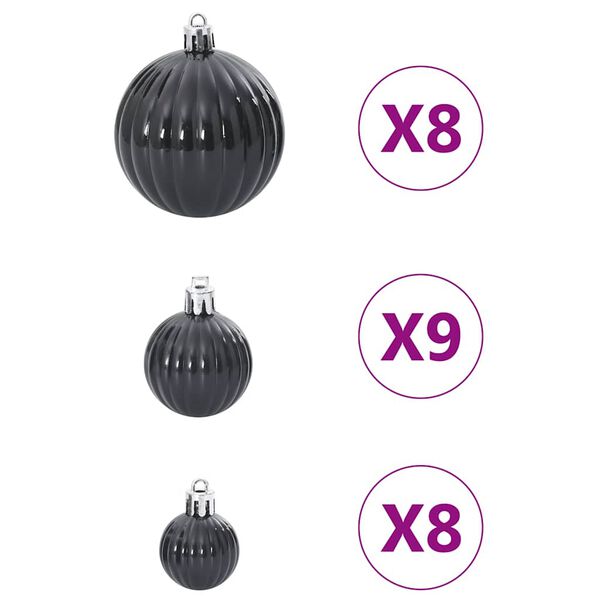 vidaXL Boules de No&euml;l 100 pcs noir &Oslash;3/4/6 cm