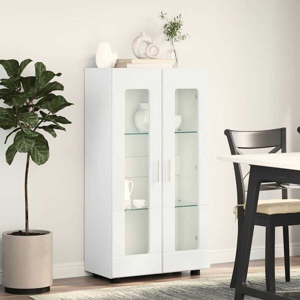 vidaXL Buffet avec &eacute;tag&egrave;re FLORIN Blanc brillant 55,5 x 29 x 103 cm