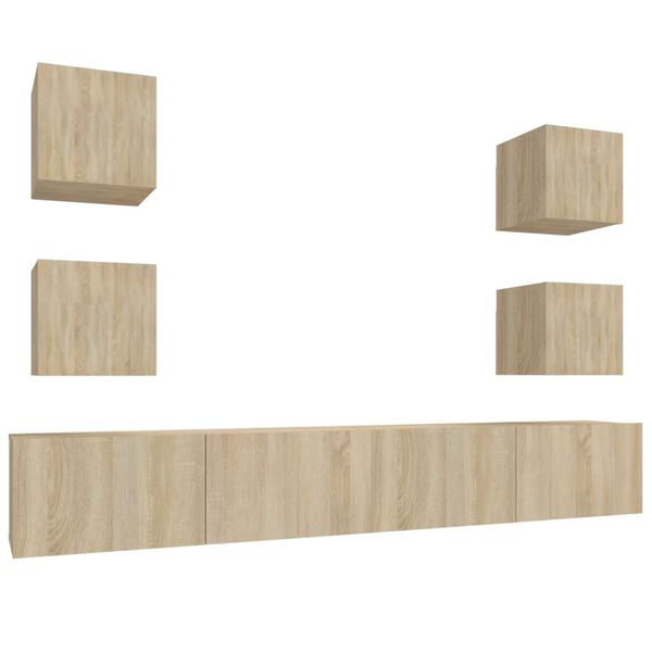 vidaXL Ensemble de meubles TV 6 pcs Ch&ecirc;ne sonoma Bois d'ing&eacute;nierie