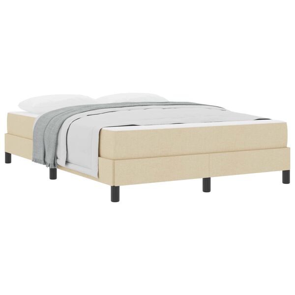 vidaXL Lit &agrave; ressorts avec matelas Cr&egrave;me 160 x 200 cm tissu