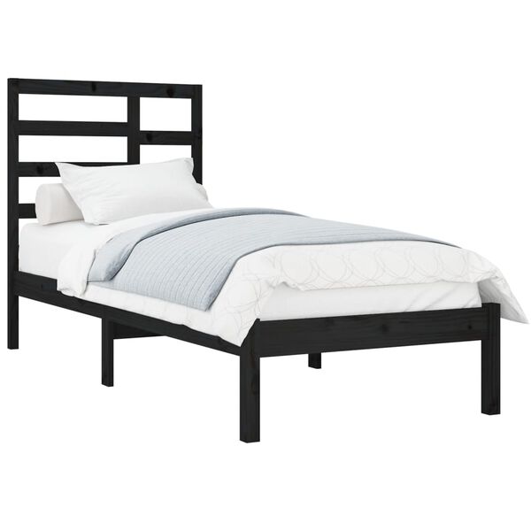 vidaXL Cadre de lit sans matelas noir bois massif 100x200 cm