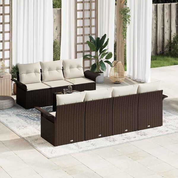 vidaXL Ensemble de canapé de jardin 8 pcs Marron polyrotin