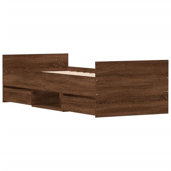 vidaXL Cadre de lit sans matelas chêne marron 75x190 cm