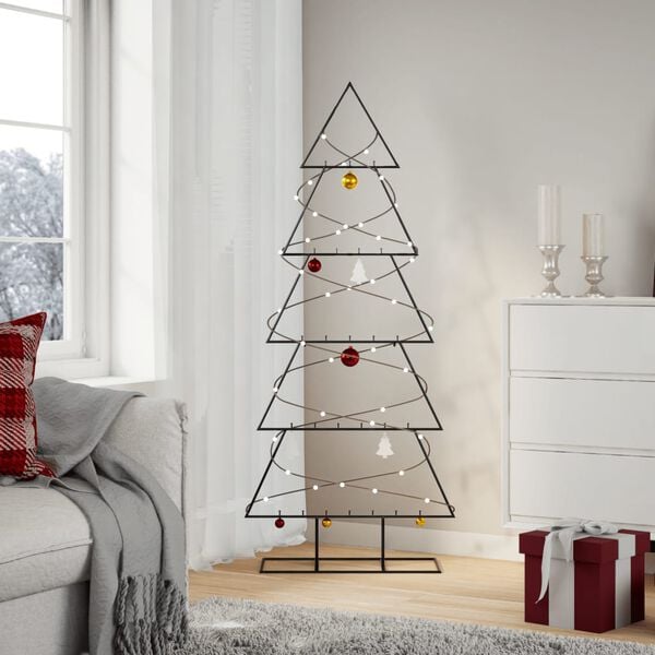 vidaXL Arbre de No&euml;l en m&eacute;tal pour d&eacute;coration noir 150 cm
