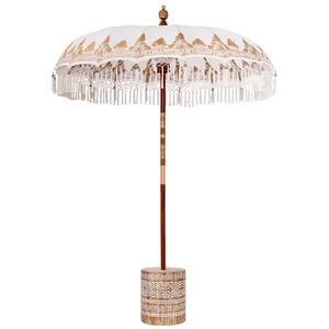 vidaXL Parasol balinais avec base Cr&egrave;me 185 x 185 x 260 cm