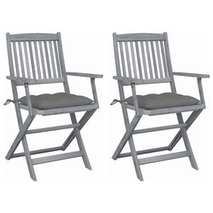vidaXL Chaises pliables d'ext&eacute;rieur lot de 2 et coussins Bois d'acacia