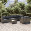 vidaXL Salon de jardin 10 pcs avec coussins Gris R&eacute;sine tress&eacute;e