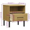 vidaXL Table de chevet avec pieds en métal Marron Bois pin massif OSLO