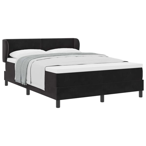 vidaXL Lit &agrave; ressorts avec matelas Noir 140 x 190 cm Velours