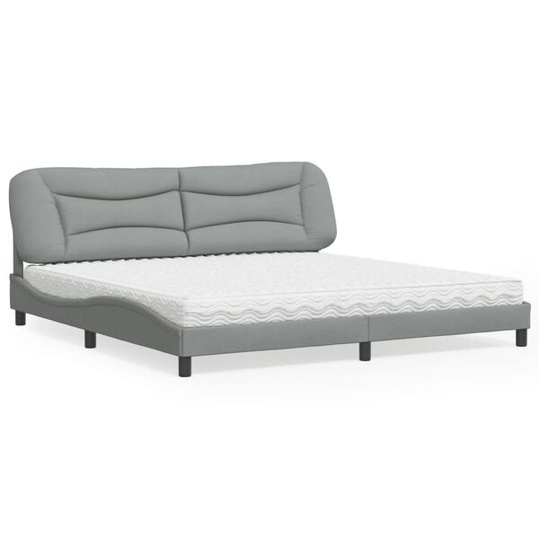 vidaXL Lit avec matelas Hvar gris clair 200x200 cm tissu