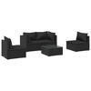 vidaXL Salon de jardin 5 pcs avec coussins R&eacute;sine tress&eacute;e Noir