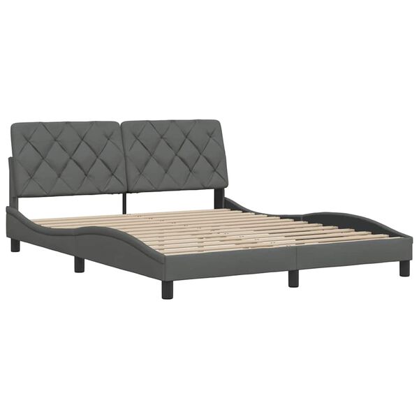 vidaXL Cadre de lit sans matelas gris fonc&eacute; 160x200 cm tissu