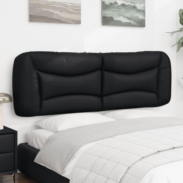 vidaXL Coussin de t&ecirc;te de lit Hvar noir 160 cm similicuir