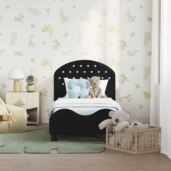 vidaXL Cadre de lit pour tout-petit avec t&ecirc;te de lit Noir 70 x 140 cm