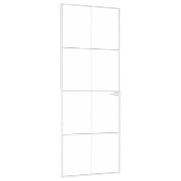 vidaXL Porte d'int&eacute;rieur Blanc 76x201,5 cm Tremp&eacute; verre aluminium fin