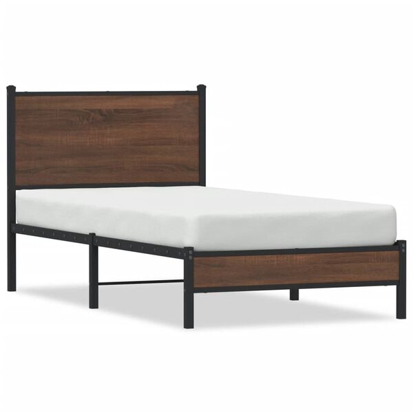 vidaXL Cadre de lit en métal sans matelas chêne marron 75x190 cm