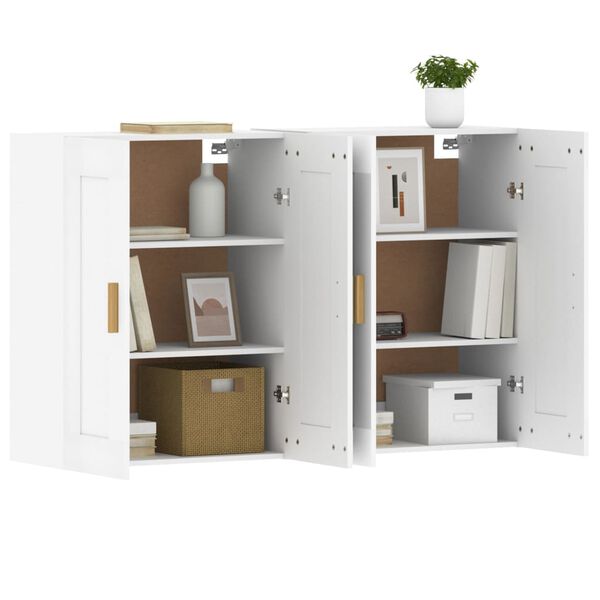 vidaXL Armoires murales 2 pcs blanc bois d'ing&eacute;nierie