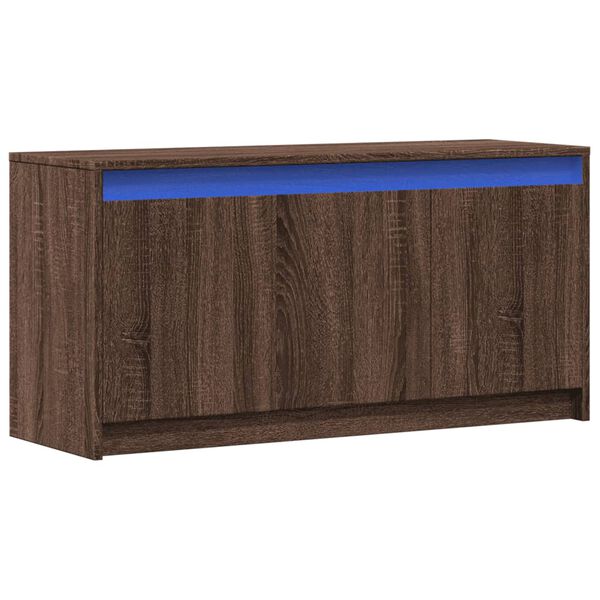 vidaXL Meuble TV avec LED ch&ecirc;ne marron 100x34x50 cm bois d'ing&eacute;nierie