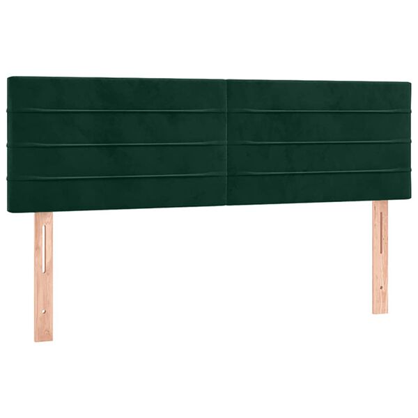 vidaXL T&ecirc;te de lit &agrave; LED Vert fonc&eacute; 144x5x78/88 cm Velours