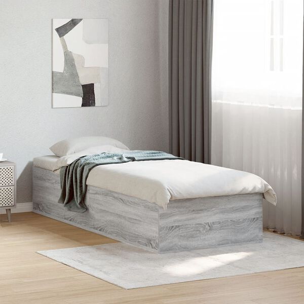 vidaXL Cadre de lit sans matelas sonoma gris 75x190 cm