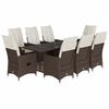 vidaXL Ensemble &agrave; manger de jardin et coussins 9 pcs marron poly rotin