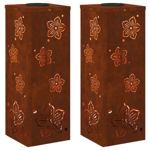 vidaXL Lumi&egrave;re de chemin LED solaire 2 pc Blanc chaud 18 x 18 x 50 cm