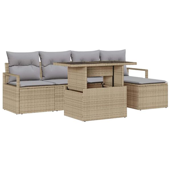vidaXL Ensemble de canap&eacute; de jardin 6 pcs beige et gris clair