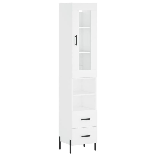 vidaXL Buffet haut Blanc 34,5x34x180 cm Bois d'ing&eacute;nierie