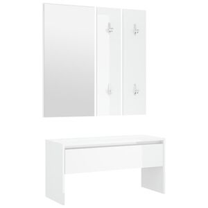vidaXL Ensemble de meubles de couloir Blanc brillant Bois d'ing&eacute;nierie