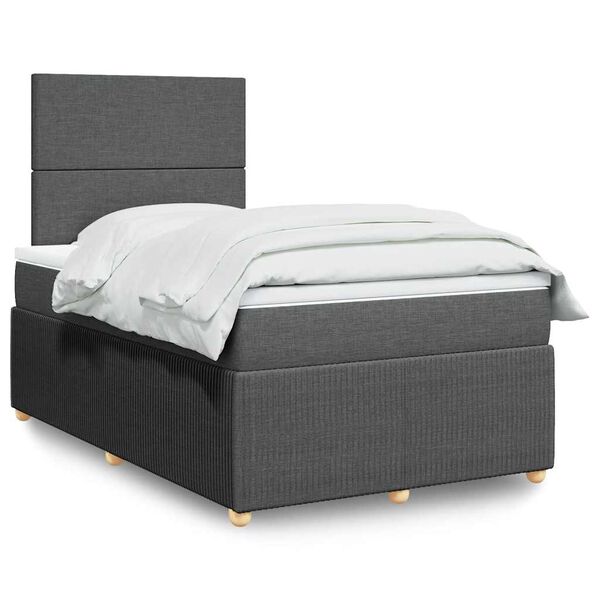 vidaXL Sommier &agrave; lattes de lit avec matelas Gris fonc&eacute; 120x200cm Tissu