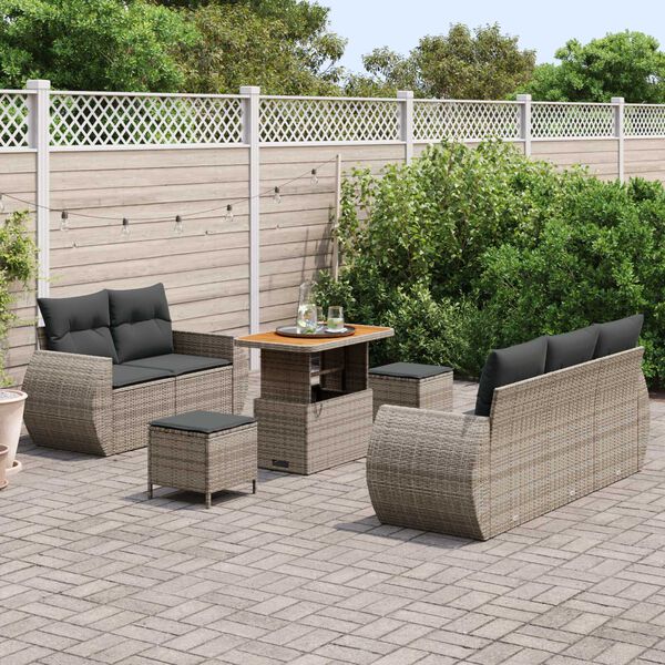 vidaXL Ensemble de canap&eacute; de jardin 8 pcs Gris polyrotin