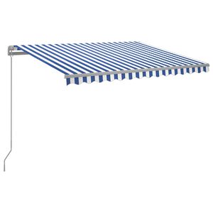vidaXL Auvent manuel r&eacute;tractable avec LED 300x250 cm Bleu et blanc