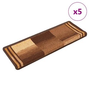 vidaXL Tapis d'escalier autoadh&eacute;sifs 5 pcs 65x21x4 cm Marron