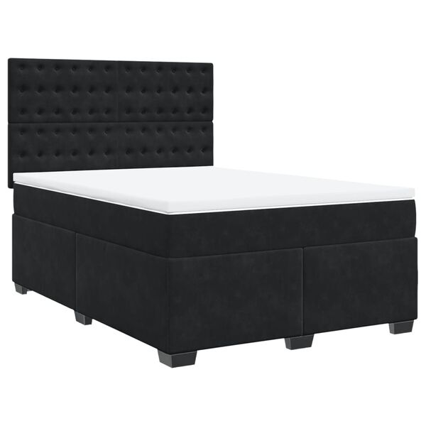 vidaXL Sommier &agrave; lattes de lit avec matelas Noir 140x200 cm Velours