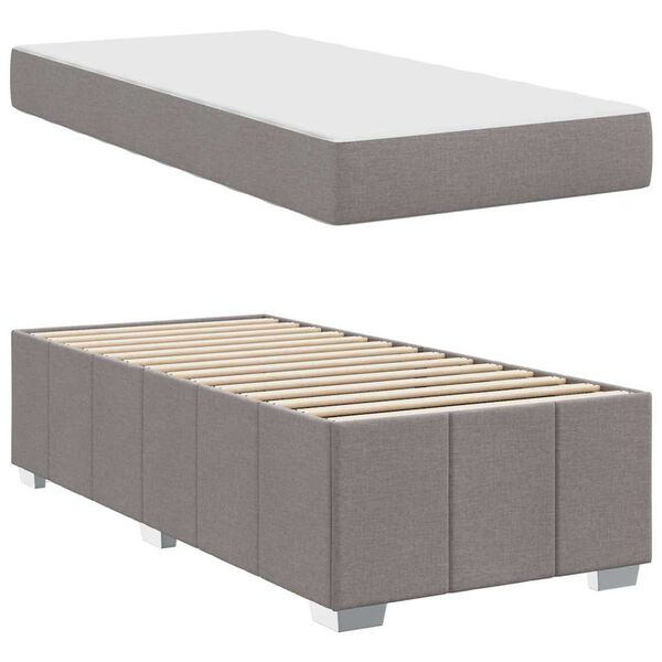 vidaXL Cadre de lit avec matelas Taupe 120 x 190 cm tissu