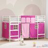 vidaXL Cadre de Lit Mezzanine pour Enfants avec Rideaux Blanc et rose
